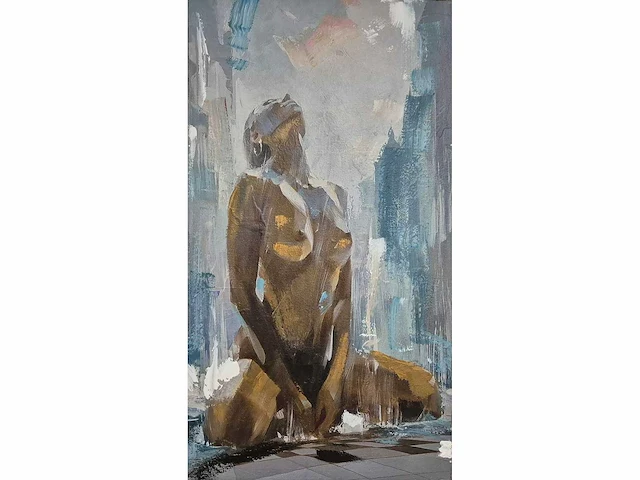 Maria strabel - acryl/mixed media op doek - 90 x 50 - afbeelding 1 van  4
