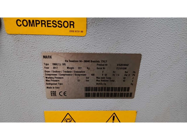 Mark - 2017 - rma7.5 ivr - schroefcompressor - afbeelding 2 van  12
