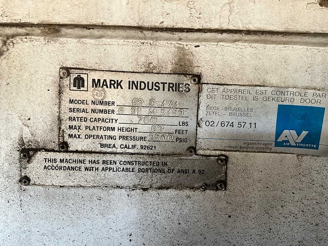 Mark industries 62 c 4x4 hoogwerker - afbeelding 10 van  13