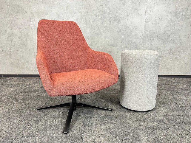 Markant - loungeset rood bouclé/ grijs - ongebruikt - afbeelding 4 van  6