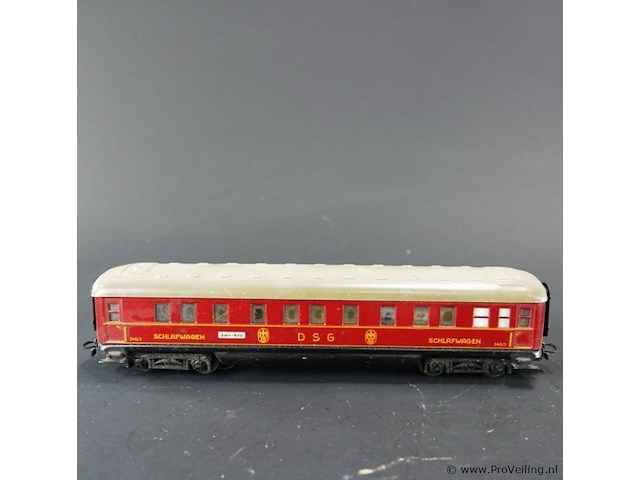 Märklin h0 346/3 schlafwagen (slaaprijtuig) van de dsg uit de jaren 50, uitgevoerd als klassieke blikken 'schürzenwagen' - afbeelding 2 van  5
