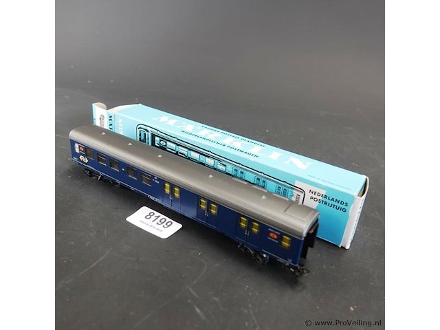Märklin postrijtuig (bedrijfsnummer p 7939) van de nederlandse spoorwegen / nederlandse posterijen - afbeelding 1 van  3