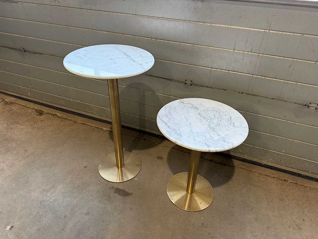 Marmeren tafel met "gouden" onderstel ø 60 cm (2x) - afbeelding 2 van  4