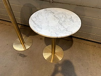 Marmeren tafel met "gouden" onderstel ø 60 cm (2x) - afbeelding 3 van  4