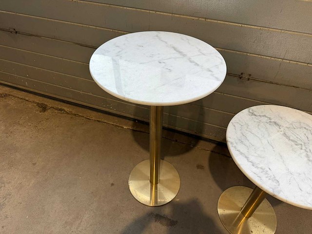Marmeren tafel met "gouden" onderstel ø 60 cm (2x) - afbeelding 4 van  4
