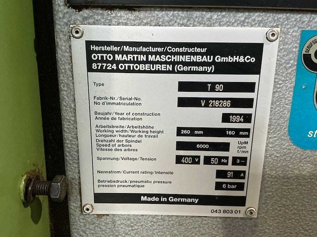 Martin - 1994 - t 90 - vierzijdige profileer- en schaafmachine - afbeelding 11 van  19