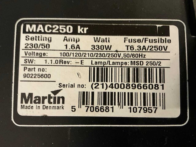 Martin mac250krypton moving head (2x) - afbeelding 9 van  11