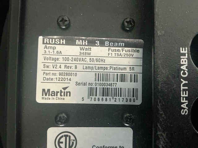 Martin rush mh3 beam-movinghead (4x) - afbeelding 4 van  5