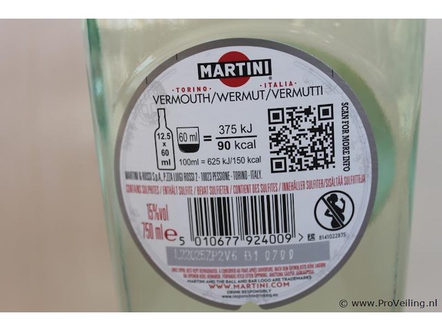 Martini - 75 cl - winkelverkoopprijs € 8.95 - afbeelding 3 van  3