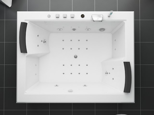 Massagebad vonato, half vrijstaand, hoogglans wit - afbeelding 2 van  5