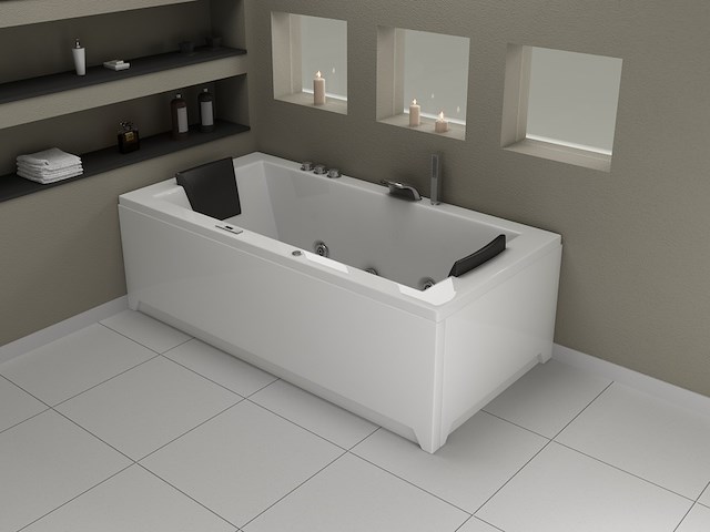 Massagebad vonato, half vrijstaand, wit - afbeelding 9 van  10