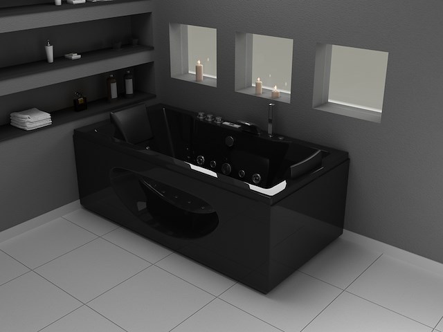Massagebad vonato, half vrijstaand, zwart - afbeelding 1 van  3