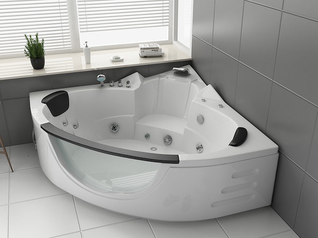 Massagebad vonato, hoekbad, hoogglans wit - afbeelding 1 van  3