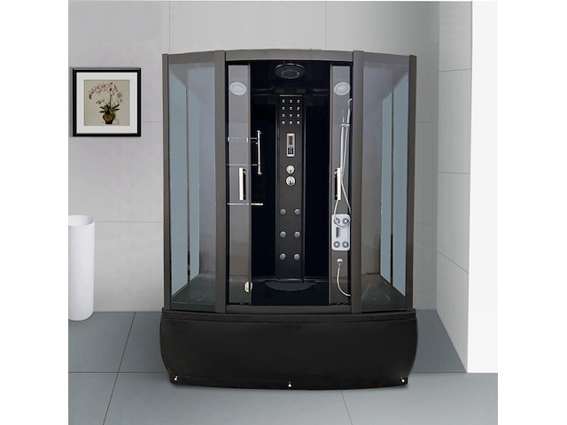 Massagebad vonato, met massagejets, zwarte cabine, wit bad - afbeelding 1 van  4