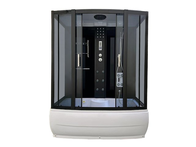 Massagebad vonato, met massagejets, zwarte cabine, wit bad - afbeelding 1 van  5