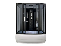 Massagebad vonato, met massagejets, zwarte cabine, wit bad - afbeelding 1 van  5