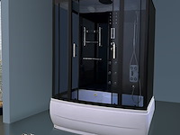 Massagebad vonato, met massagejets, zwarte cabine, wit bad - afbeelding 3 van  5