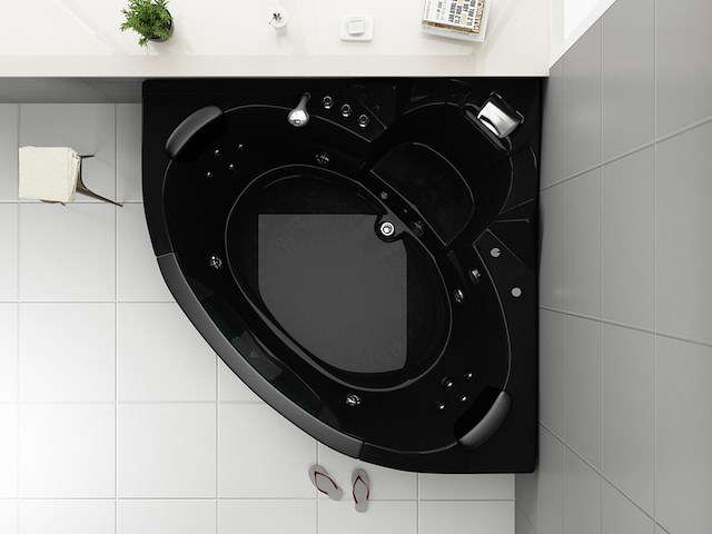 Massagebad vonato, ourelia, hoogglans zwart - afbeelding 3 van  3