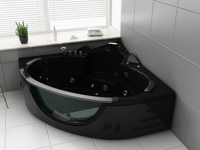 Massagebad, vonato, ourelia, hoogglans zwart - afbeelding 1 van  3