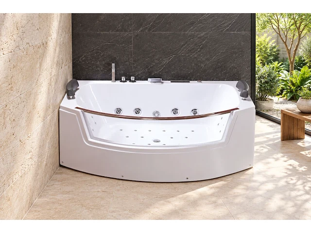 Massagebad / whirlpool, hoekopstelling, wit - afbeelding 1 van  4