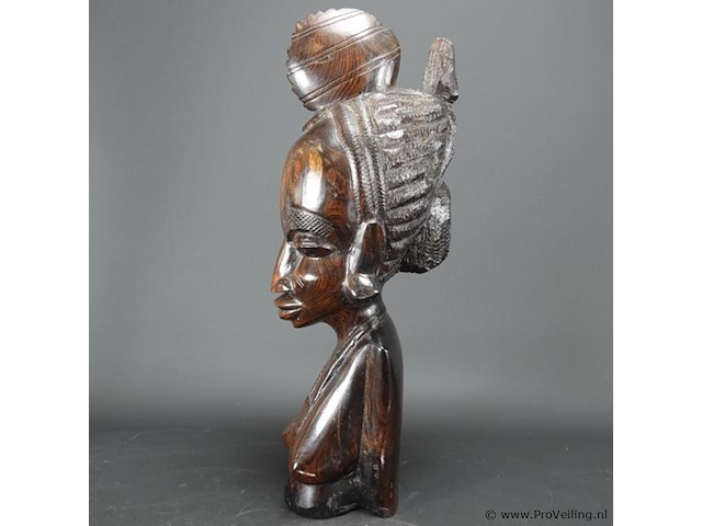 Massief ebben?houten afrikaanse buste - afbeelding 2 van  5