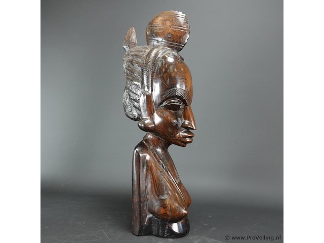 Massief ebben?houten afrikaanse buste - afbeelding 4 van  5