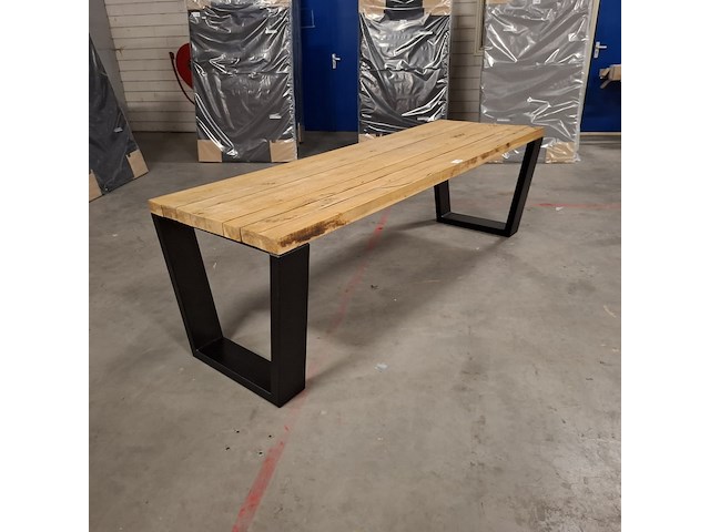 Massief eiken eetkamertafel, wood industries, bruin - afbeelding 12 van  26
