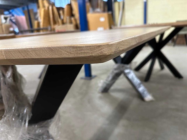 Massief eiken tafel 3 cm 160x100 x - poot skylt matlak - afbeelding 1 van  1