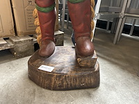 Massief houten beeld handgemaakt 130 cm - afbeelding 3 van  5