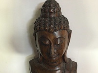 Massief houten boedha hoofd - afbeelding 2 van  3