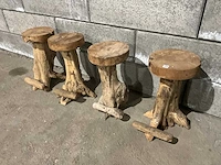 Massief houten boomstamkruk (4x)