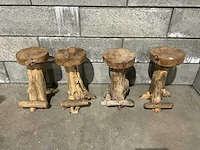 Massief houten boomstamkruk (4x) - afbeelding 2 van  5