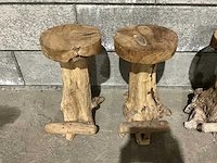 Massief houten boomstamkruk (4x) - afbeelding 3 van  5