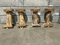 Massief houten boomstamkruk (4x) - afbeelding 5 van  5