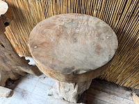 Massief houten boomstamkruk (4x) - afbeelding 2 van  12