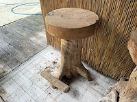 Massief houten boomstamkruk (4x) - afbeelding 4 van  12