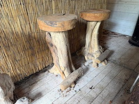 Massief houten boomstamkruk (4x) - afbeelding 6 van  12