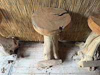 Massief houten boomstamkruk (4x) - afbeelding 7 van  12
