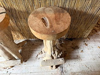 Massief houten boomstamkruk (4x) - afbeelding 8 van  12