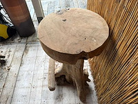 Massief houten boomstamkruk (4x) - afbeelding 10 van  12