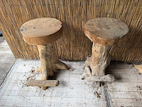 Massief houten boomstamkruk (4x) - afbeelding 11 van  12