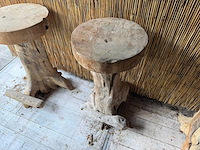 Massief houten boomstamkruk (4x) - afbeelding 12 van  12