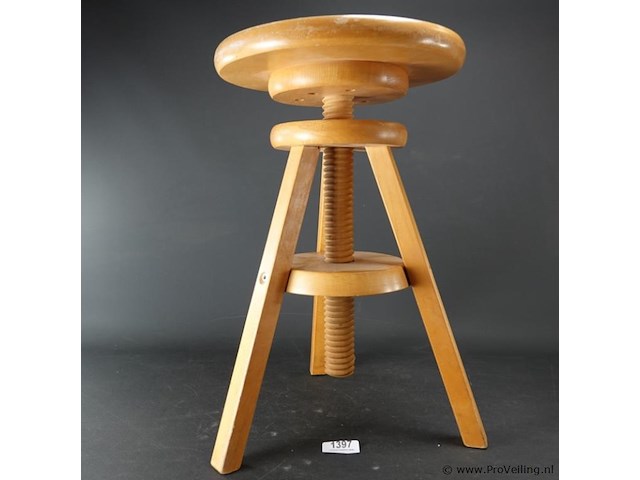 Massief houten (piano)kruk - afbeelding 2 van  4