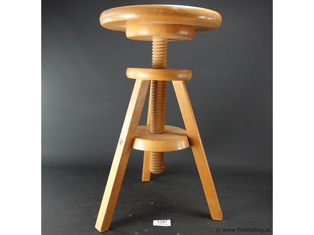 Massief houten (piano)kruk - afbeelding 3 van  4