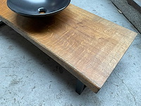 Massief houten wastafelblad met kom - afbeelding 3 van  7