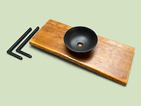 Massief houten wastafelblad met kom - afbeelding 2 van  5
