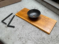 Massief houten wastafelblad met kom - afbeelding 3 van  5