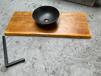 Massief houten wastafelblad met kom - afbeelding 5 van  5