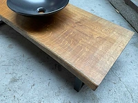 Massief houten wastafelblad met kom - afbeelding 3 van  7
