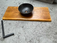 Massief houten wastafelblad met kom - afbeelding 5 van  5